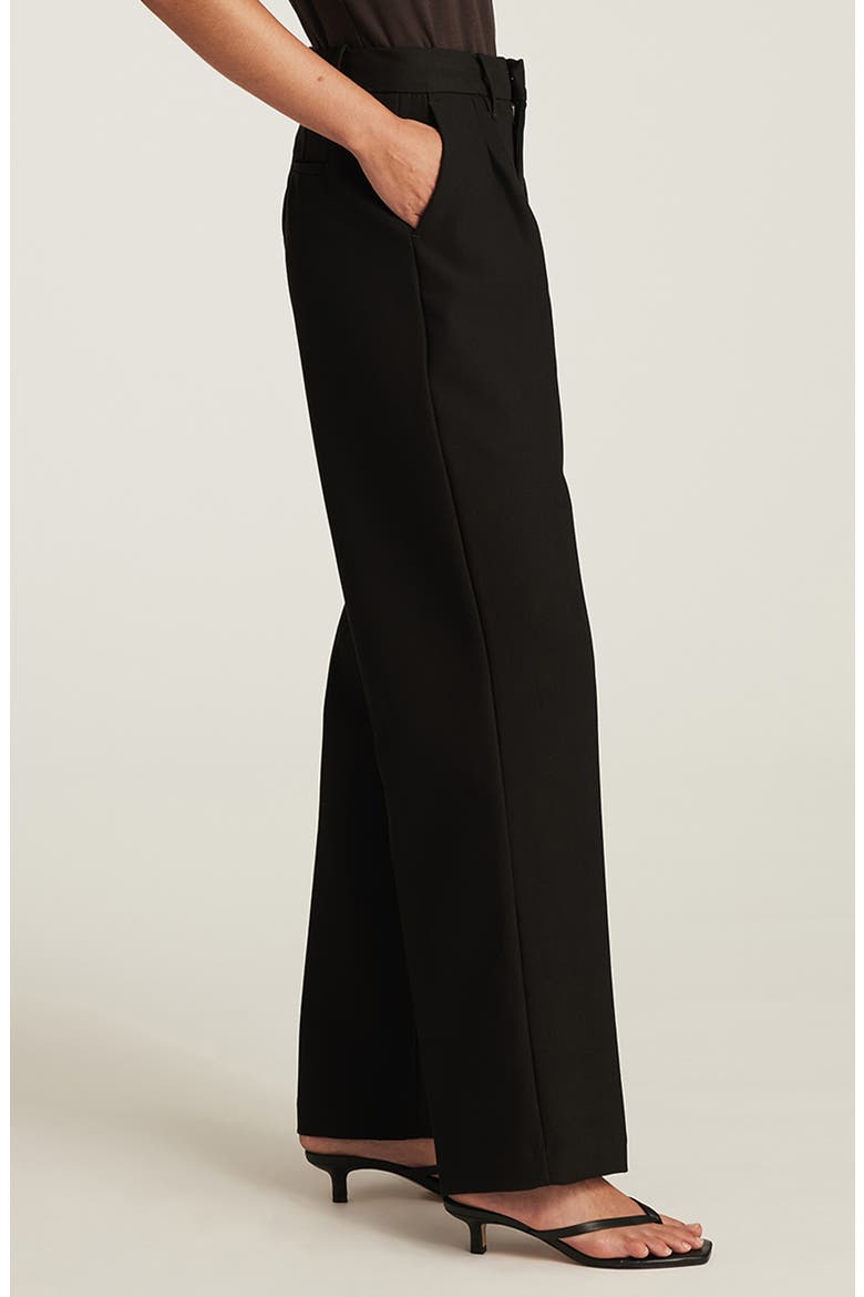 Pleated Wide Leg Twill Pants, Alternate, color, BLACK SMART TWILL