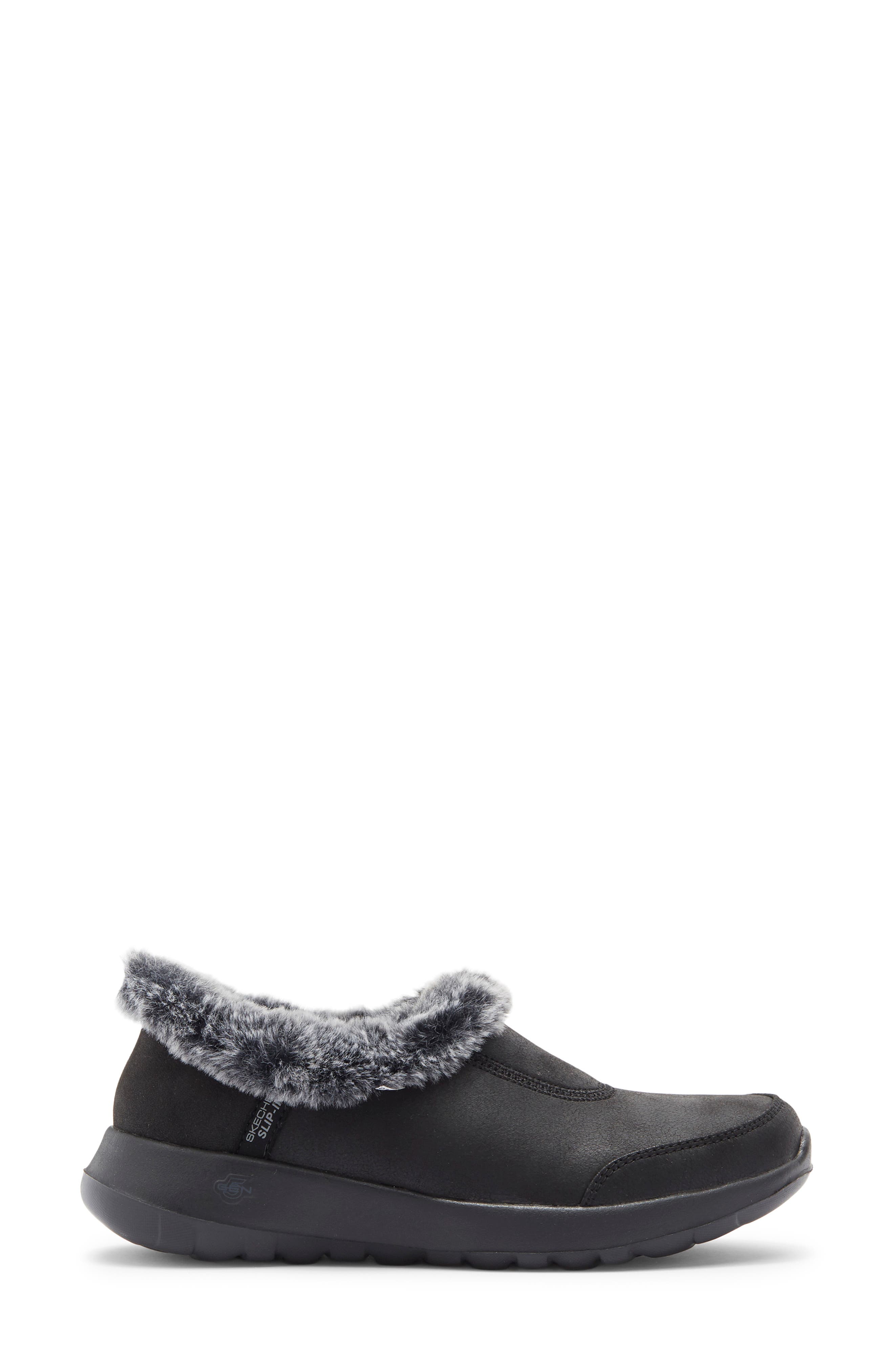 SKECHERS Faux Fur Lined Slip On, Alternate, color, Black/Grey