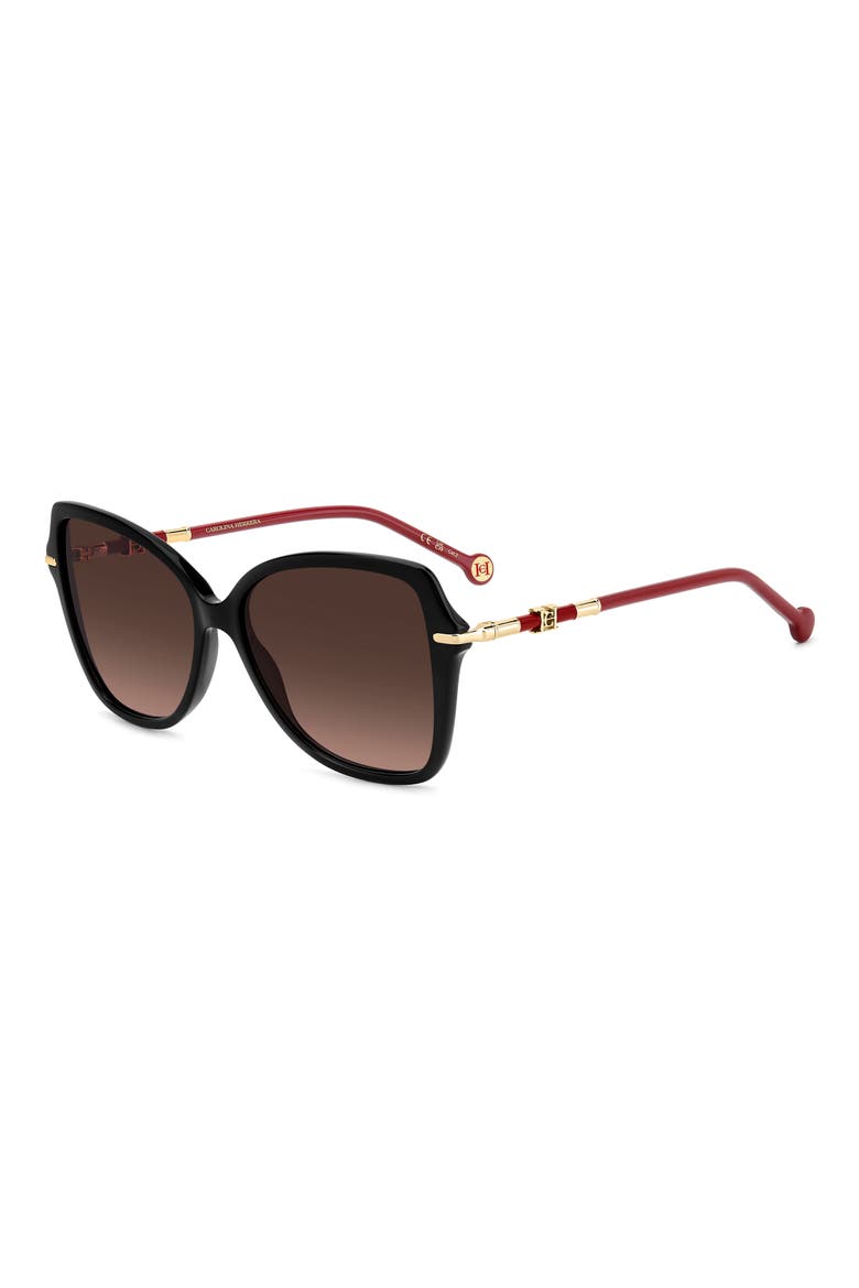 Her 56mm Gradient Butterfly Sunglasses, Alternate, color, BLACK PINK/ BROWN SF
