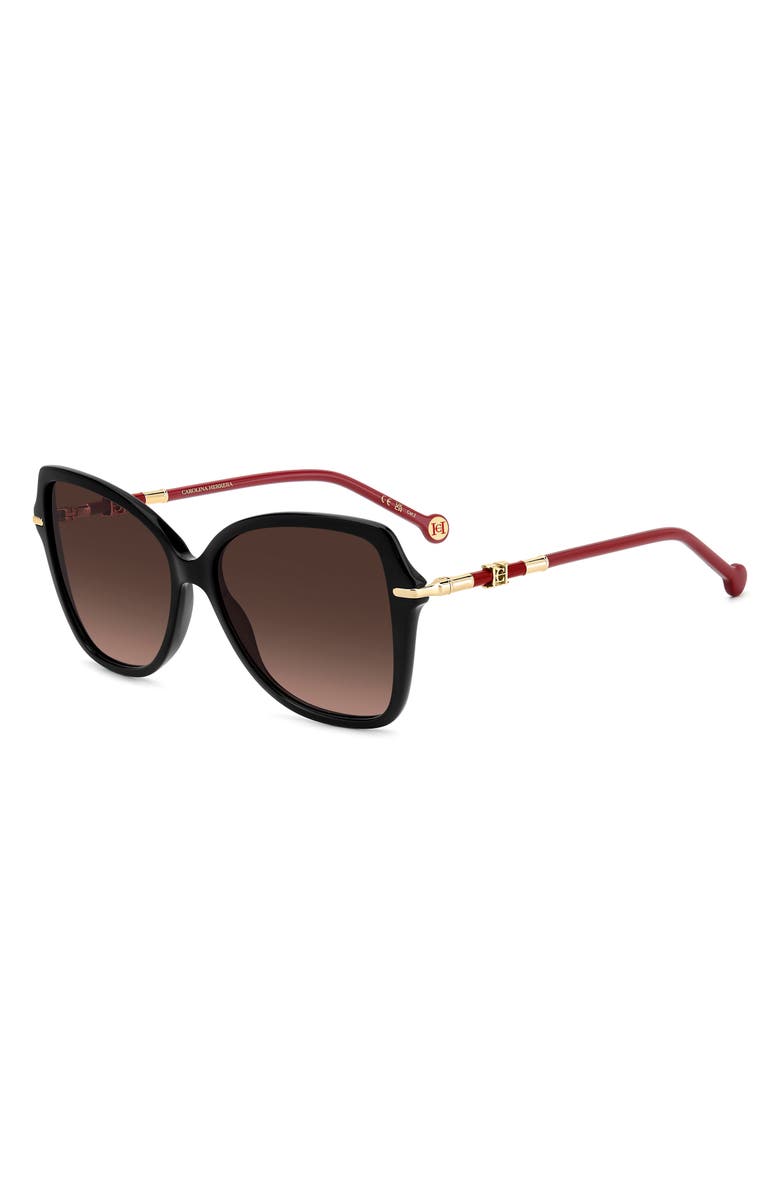 Carolina Herrera Her 56mm Gradient Butterfly Sunglasses, Alternate, color, Black Pink/ Brown Sf