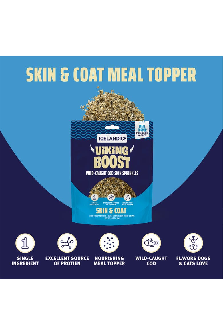 Viking Boost Wild Caught Cod Skin Sprinkles Food Topper, Alternate, color, Multicolored