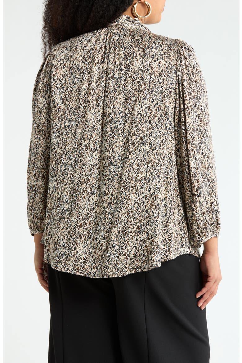 Tie Neck Long Sleeve Top, Alternate, color, BLACK