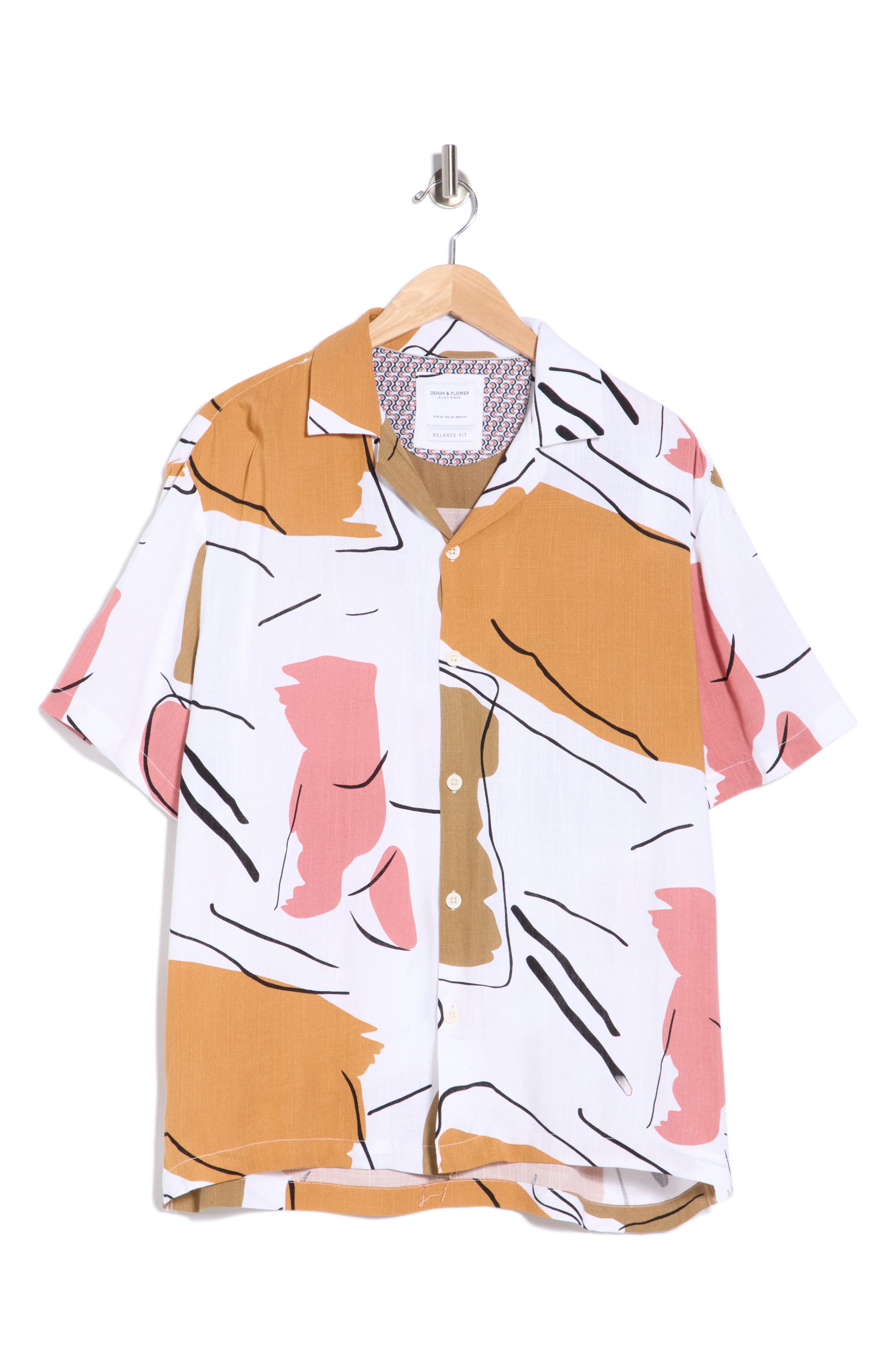 DENIM AND FLOWER Relaxed Fit Short Sleeve Button-Up Shirt