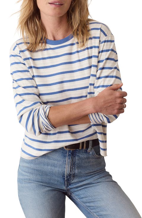 Juno Striped Double Knit Long Sleeve T-Shirt