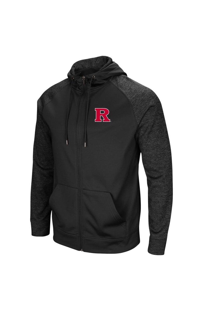 COLOSSEUM Men's Colosseum Black Rutgers Scarlet Knights Blackout 3.0 Tonal Raglan Full-Zip Hoodie, Alternate, color,