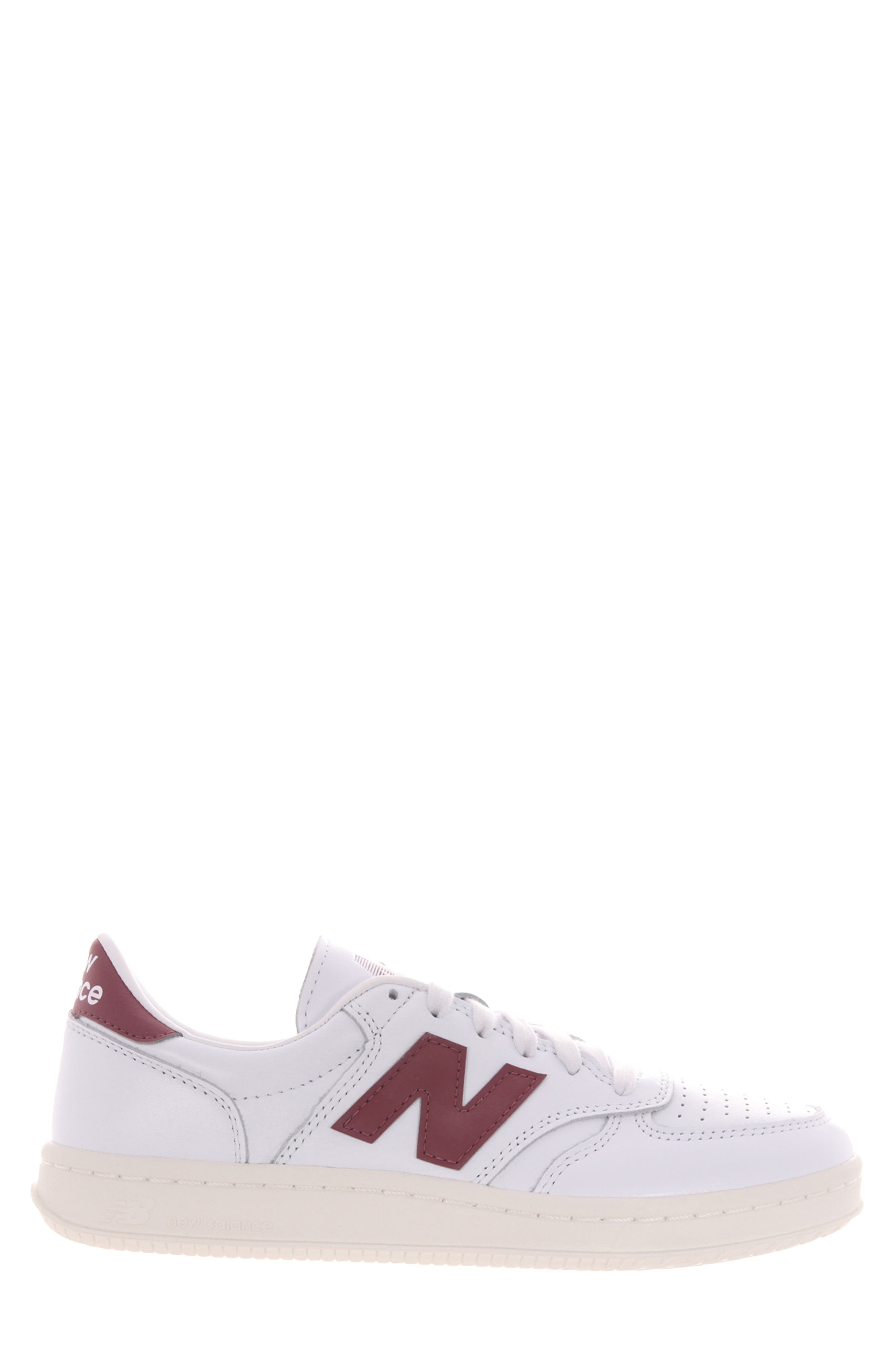 New Balance T500 Tennis Sneaker, Alternate, color, White/ Washed Burgundy