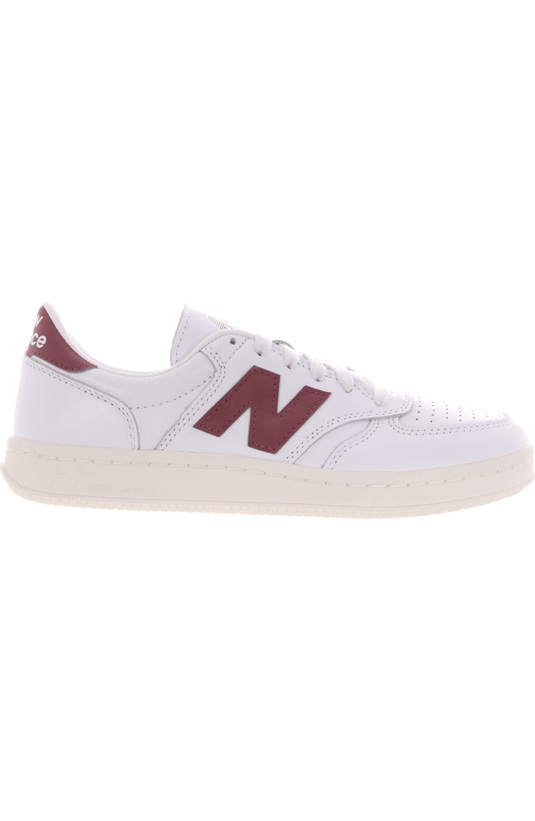 New Balance T500 Tennis Sneaker, Alternate, color, White/ Washed Burgundy