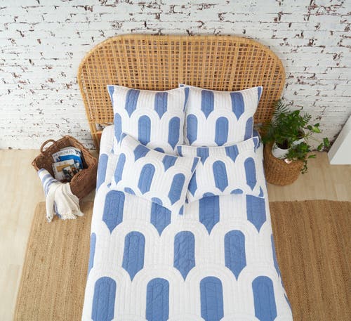 Carol & Frank Phoebus Blue Sham Collection In White