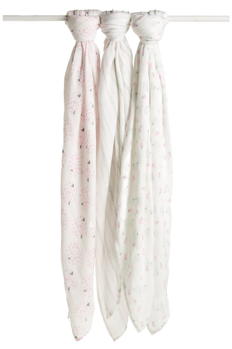 'Hearts & Fireflies' Swaddling Cloths (Nordstrom Exclusive), Alternate, color, PINK
