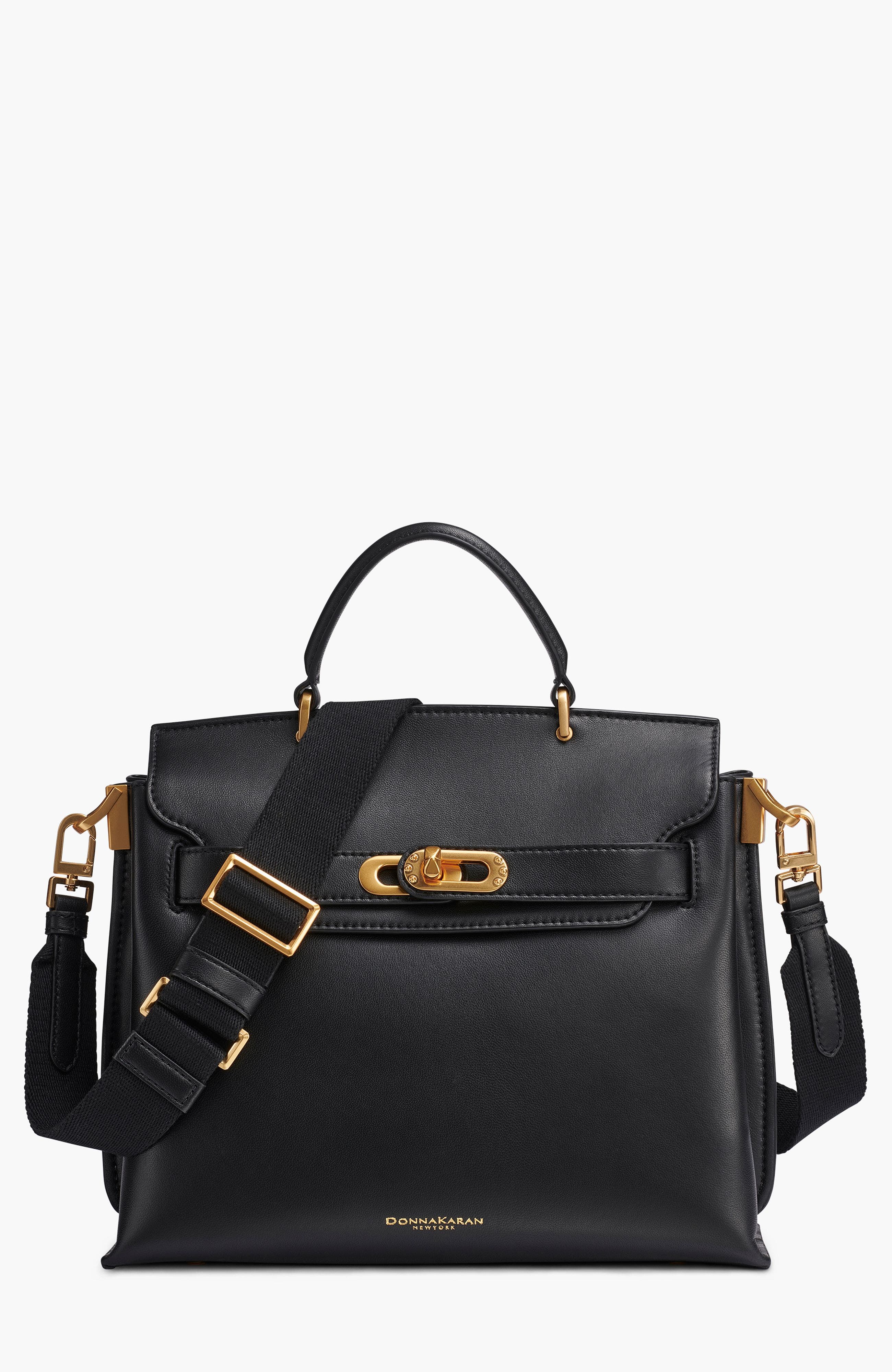Donna Karan New York Bridgehampton Satchel, Main, color, Blk/Gold