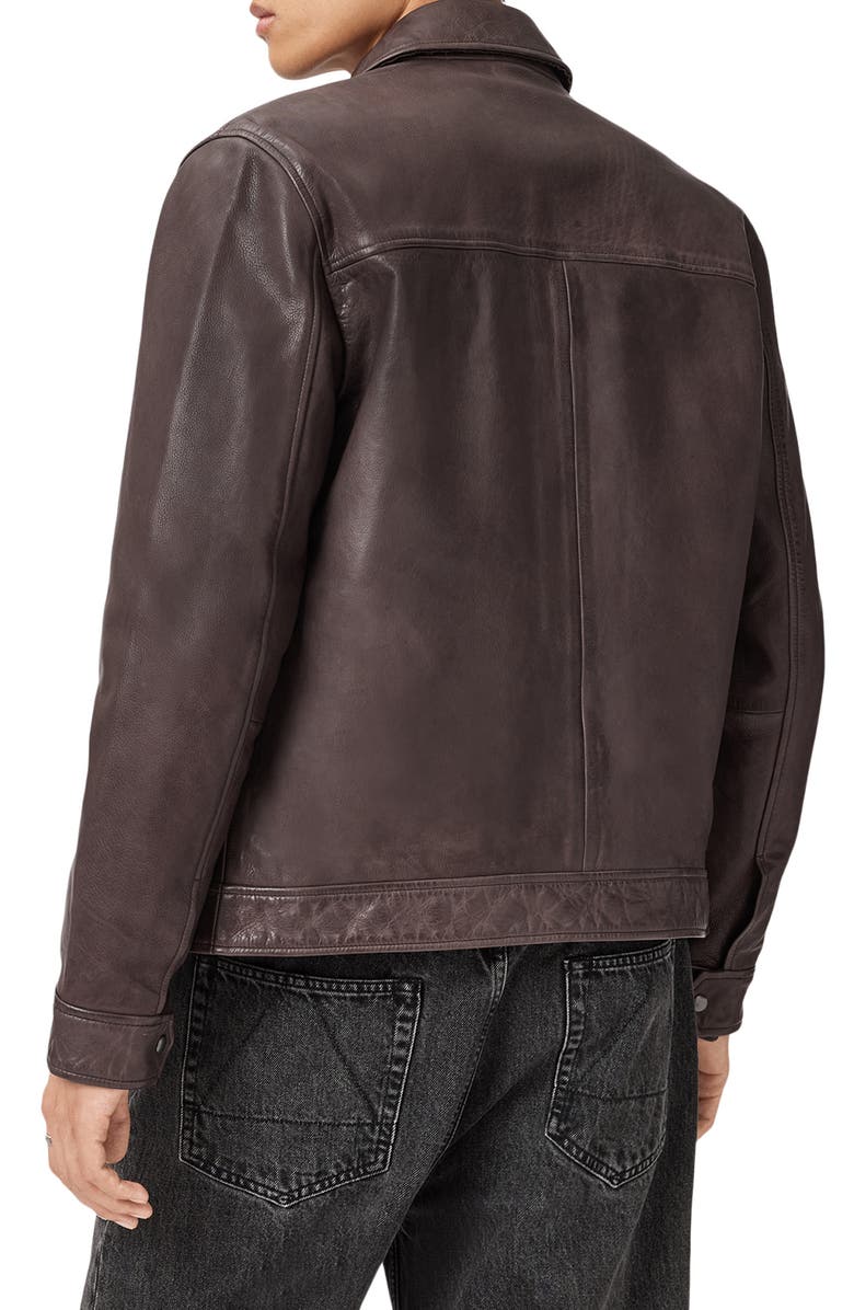 AllSaints Nates Leather Jacket, Alternate, color, Trail Brown