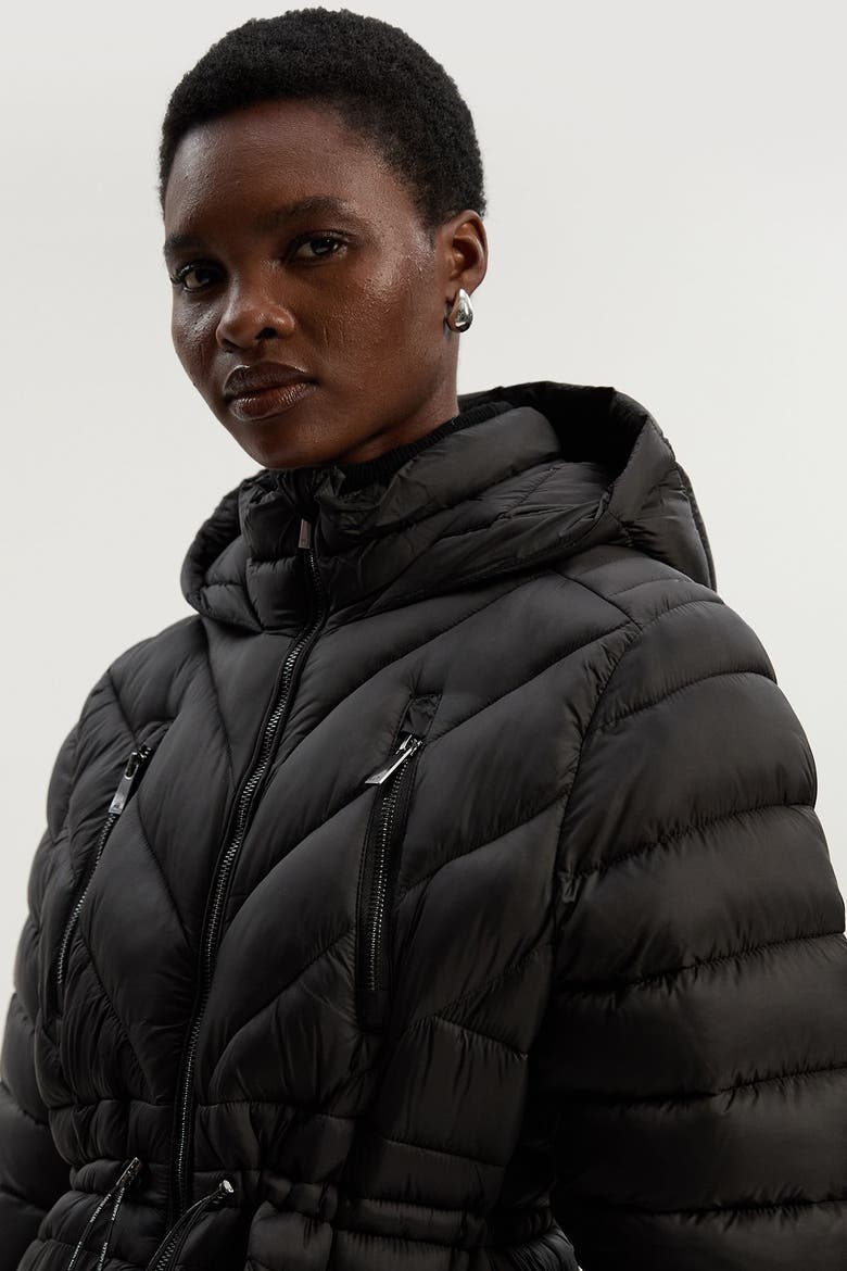 Lightweight Knee Length Packable Coat, Alternate, color, Black