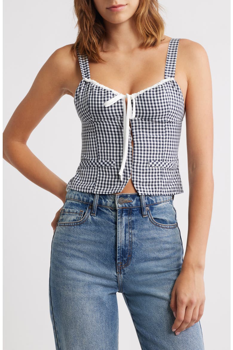Danella Gingham Tank, Main, color, NAVY GINGHAM