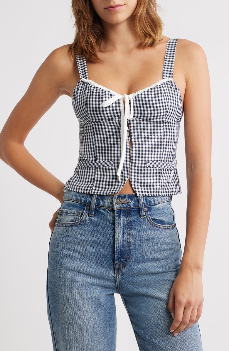 Petal & Pup Danella Gingham Tank, Main, color, Navy Gingham