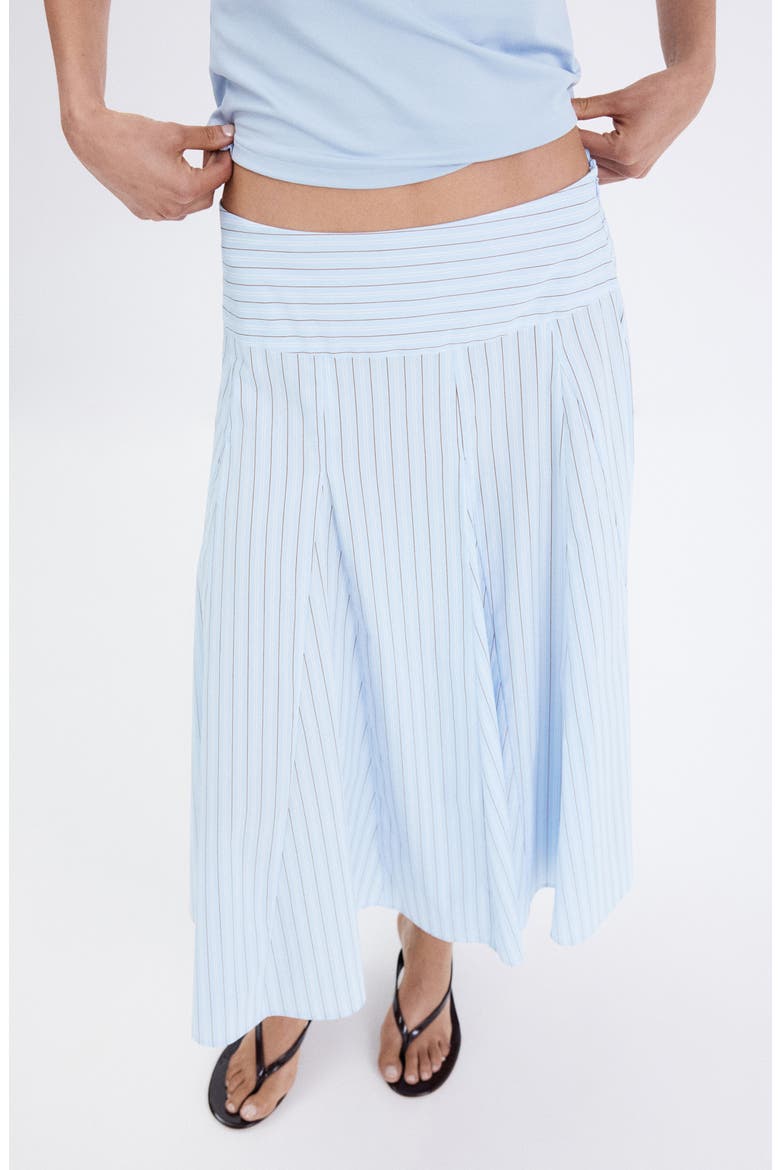Striped Godet Midi Skirt, Alternate, color, SKY BLUE
