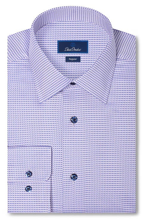Regular Fit Geo Pattern Cotton Dobby Dress Shirt