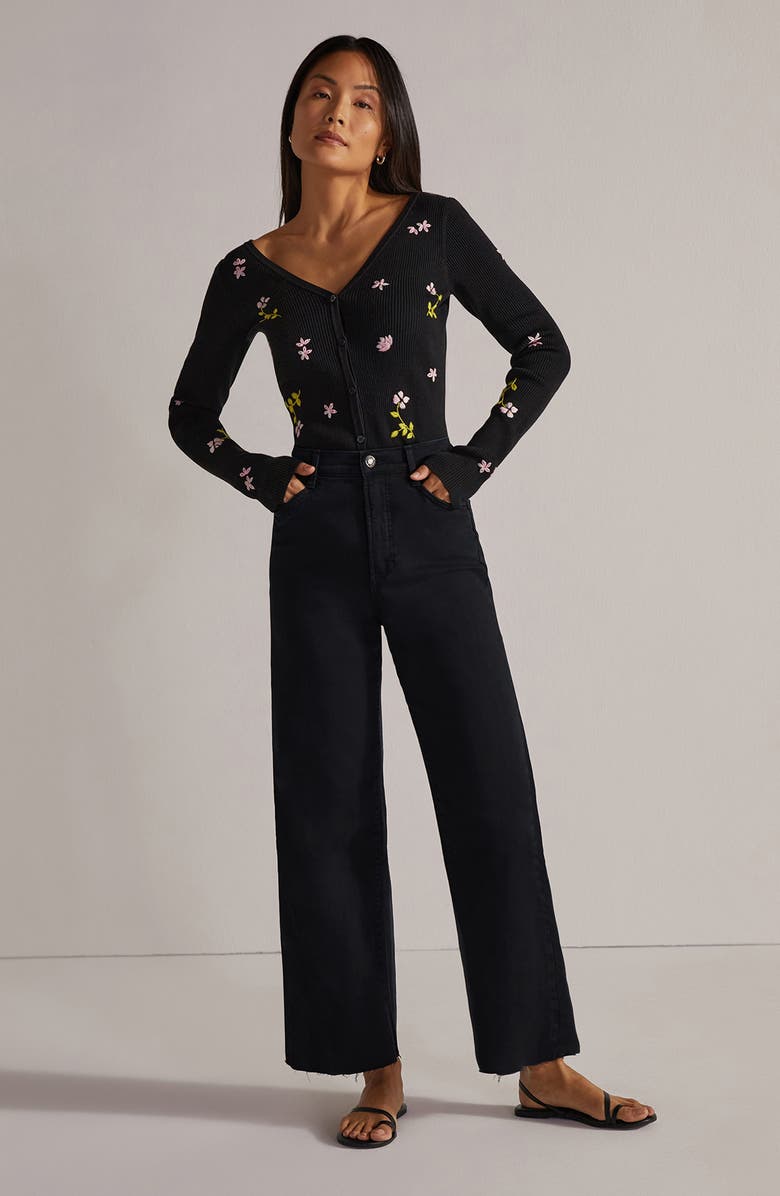 Favorite Daughter The Mischa Raw Hem Super High Waist Wide Leg Jeans, Alternate, color, 