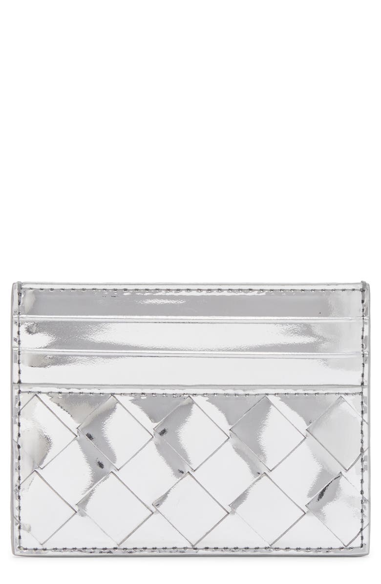 Bottega Veneta Intrecciato Metallic Leather Card Case, Main, color, 