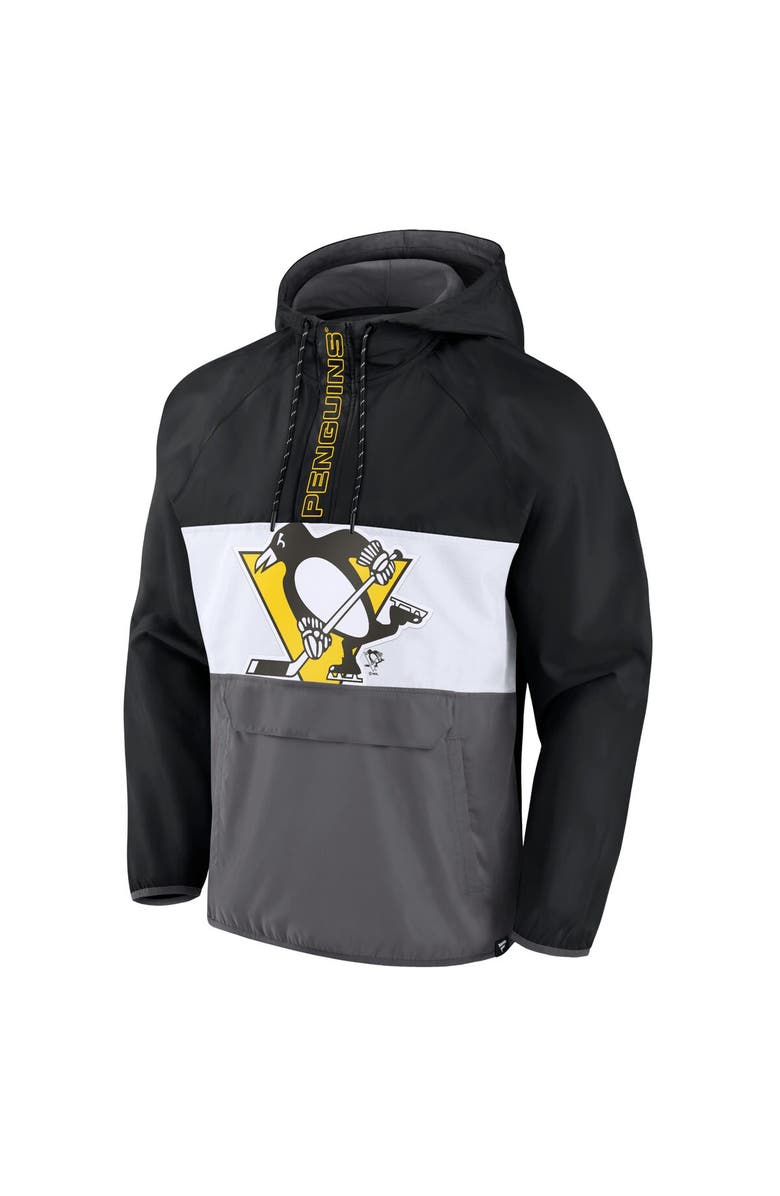 FANATICS Men's Fanatics Branded Black Pittsburgh Penguins Flagrant Foul Anorak Raglan Half-Zip Hoodie Jacket, Alternate, color, Black