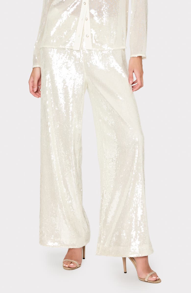 Milly Reed Sequin Pants, Main, color, White