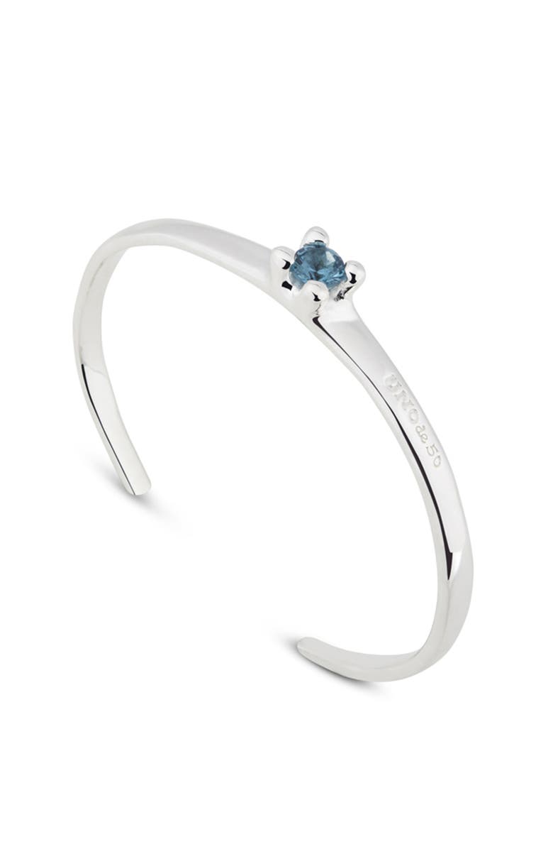 UNODE50 Cuff Bracelet With Blue Cubic Zirconia, Alternate, color, Silver