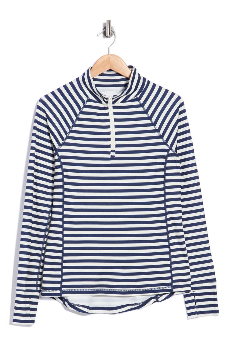 Quarter Zip Long Sleeved Performance Top, Alternate, color, DEEP SEA NAVY EVEN STRIPE