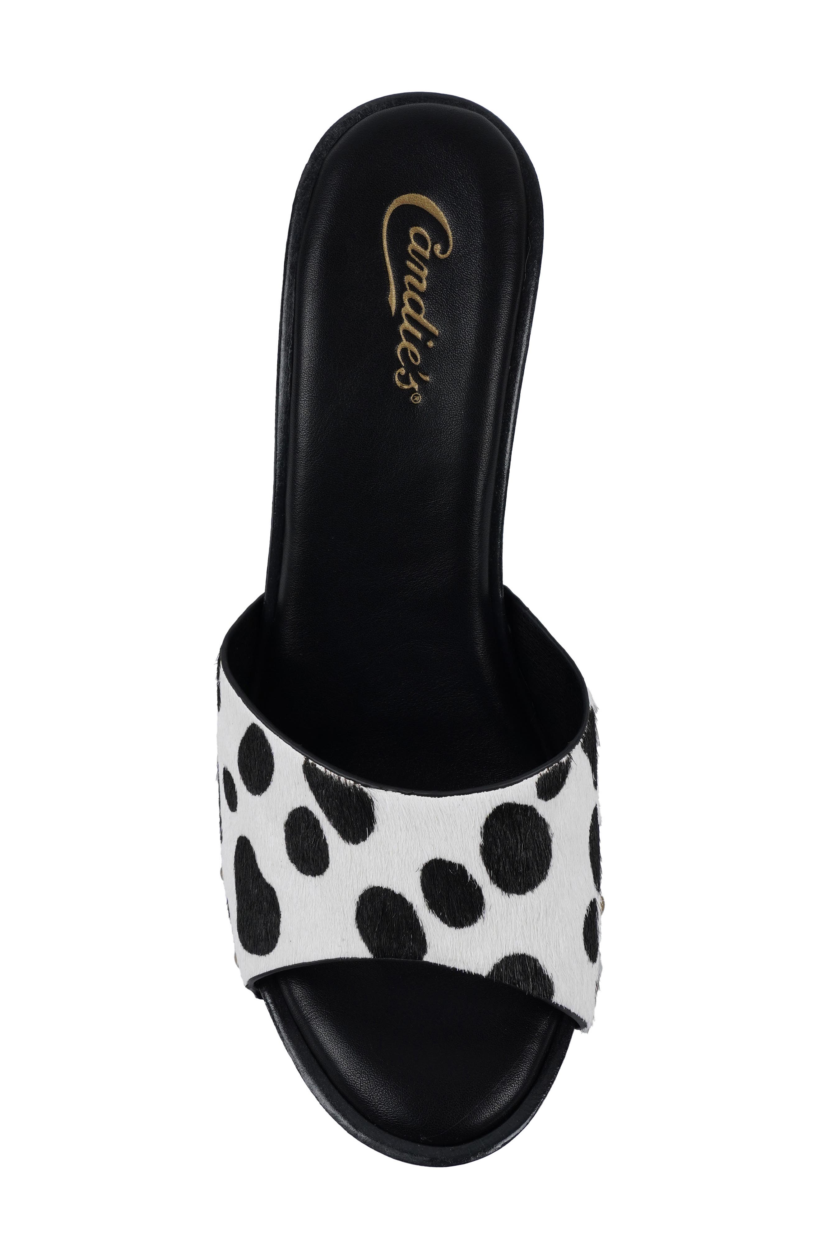 Candie's Love Genuine Calf Hair Platform Sandal, Alternate, color, Dalmation