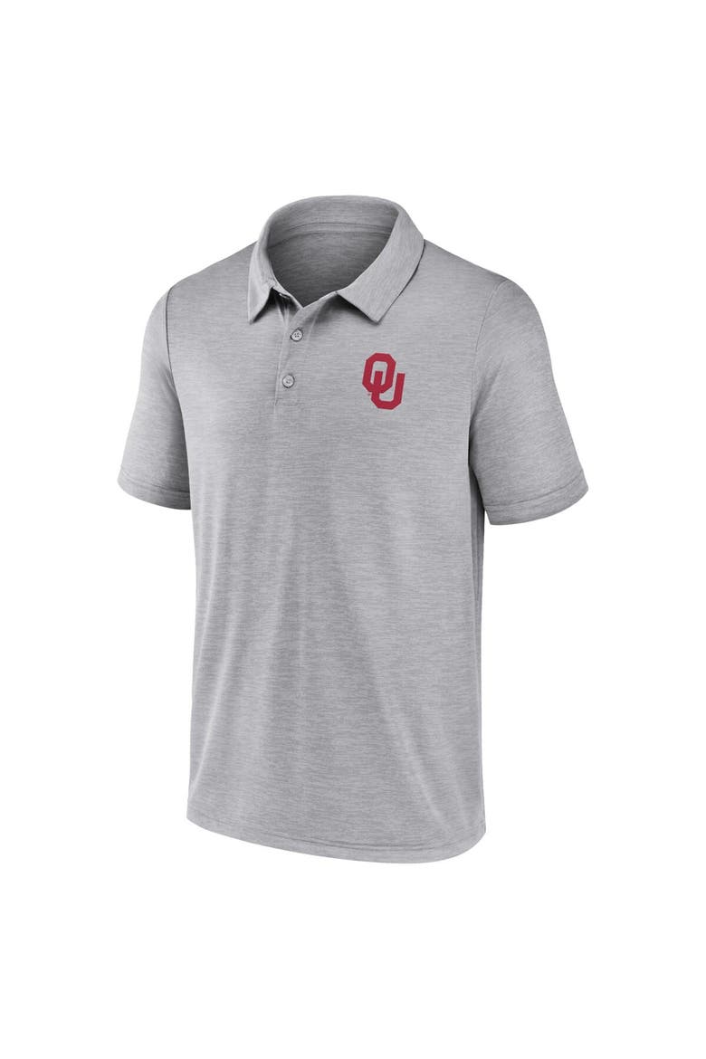 Men's Fanatics Branded Gray Oklahoma Sooners Striated Primary Logo Polo, Alternate, color, Gray