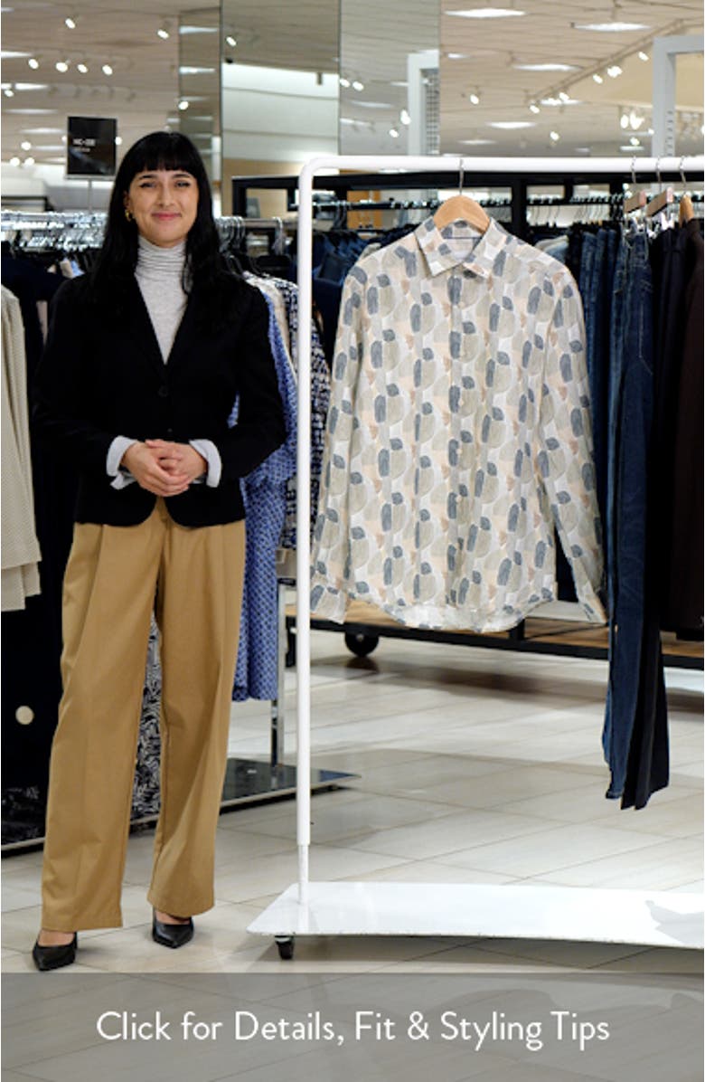 Regular Fit Geometric Linen Dress Shirt, sales video thumbnail