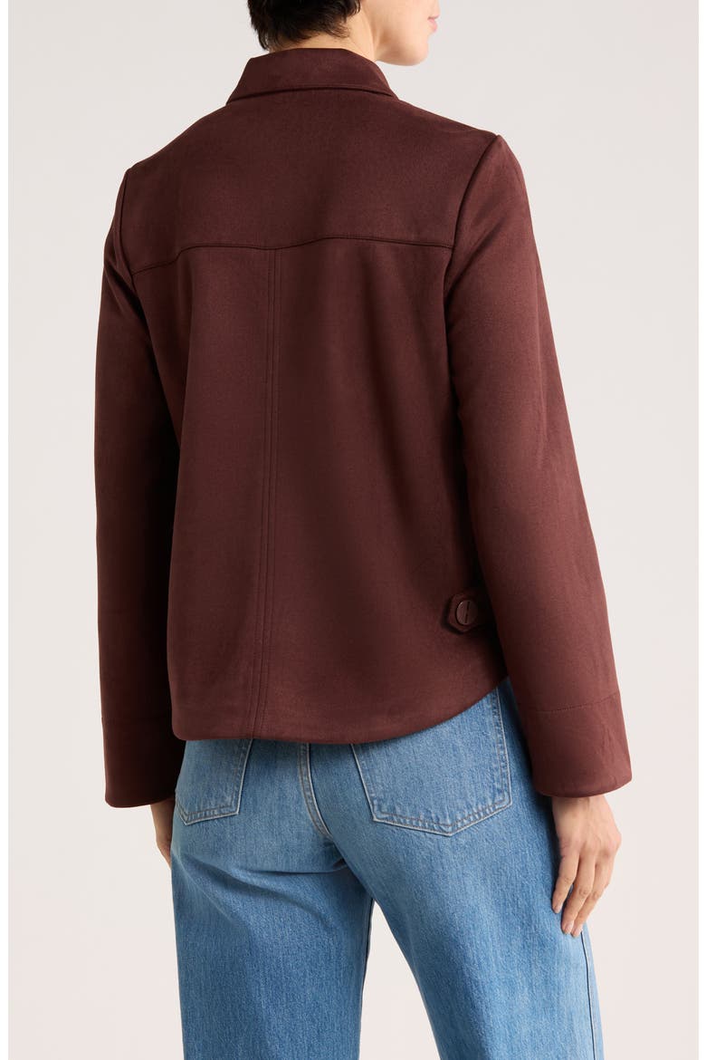 Faux Suede Cropped Jacket, Alternate, color, CHOCOLATE
