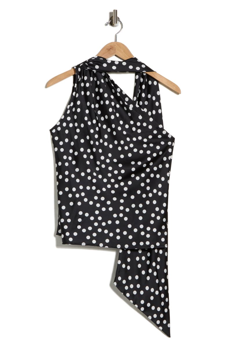 Renee C Scarf Detail One Shoulder Top, Alternate, color, Black