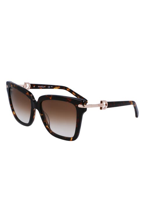 Ferragamo 57mm Polarized Rectangular Sunglasses In Brown