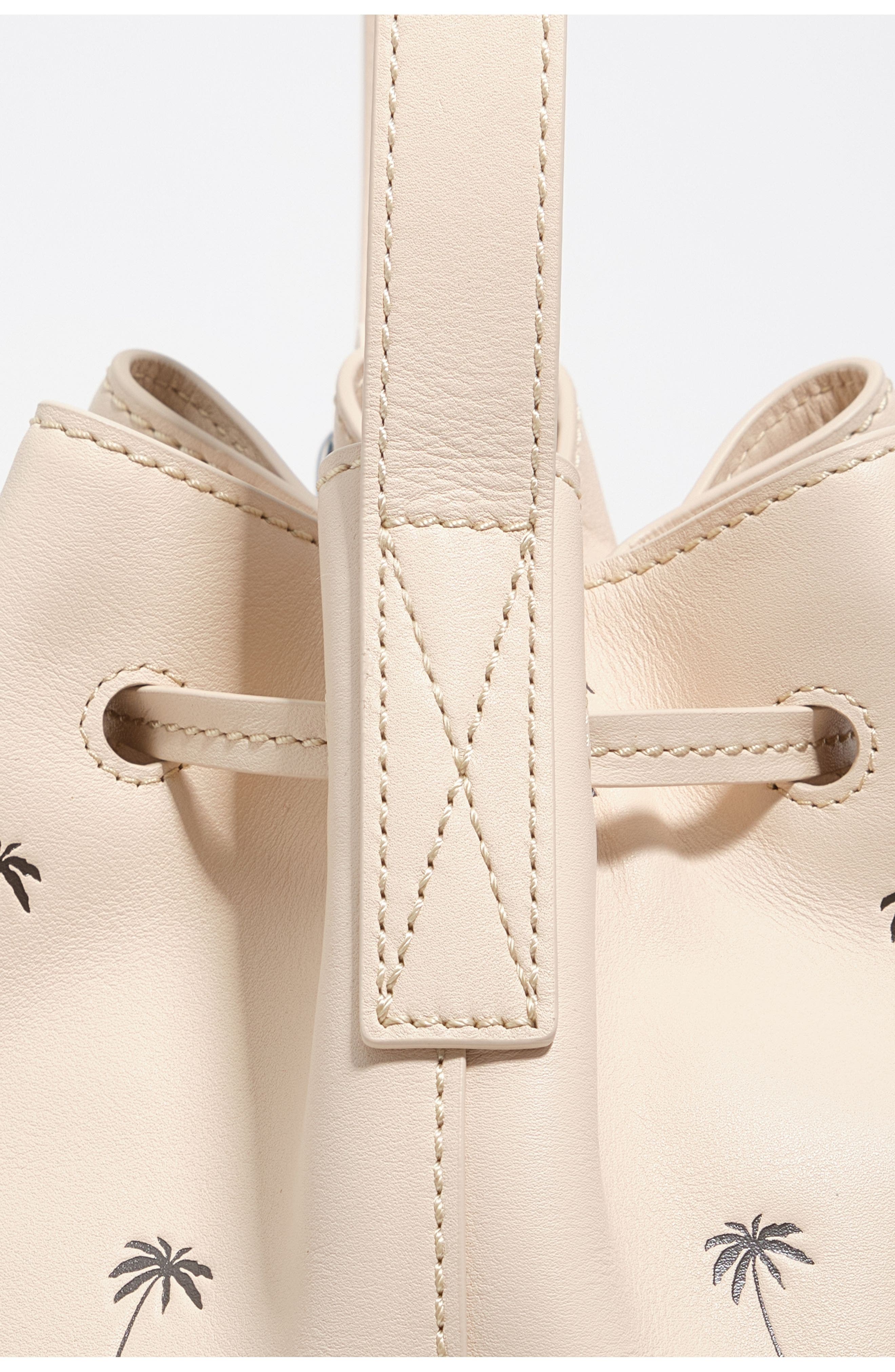 Bimba y Lola Large Palms Print Leather Carlino Bucket bag, Alternate, color, Sand