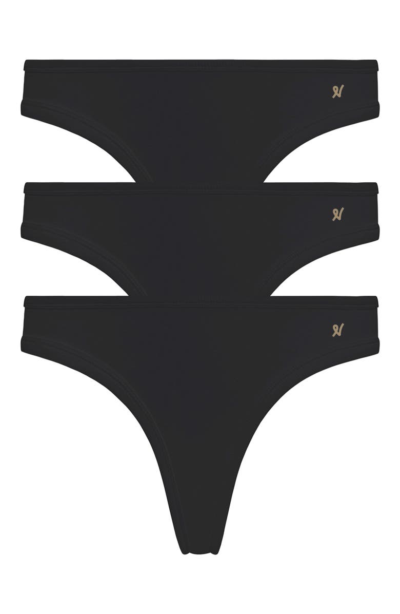 Nudea The Organic Cotton Dipped Thong 3 Pack, Alternate, color, Black
