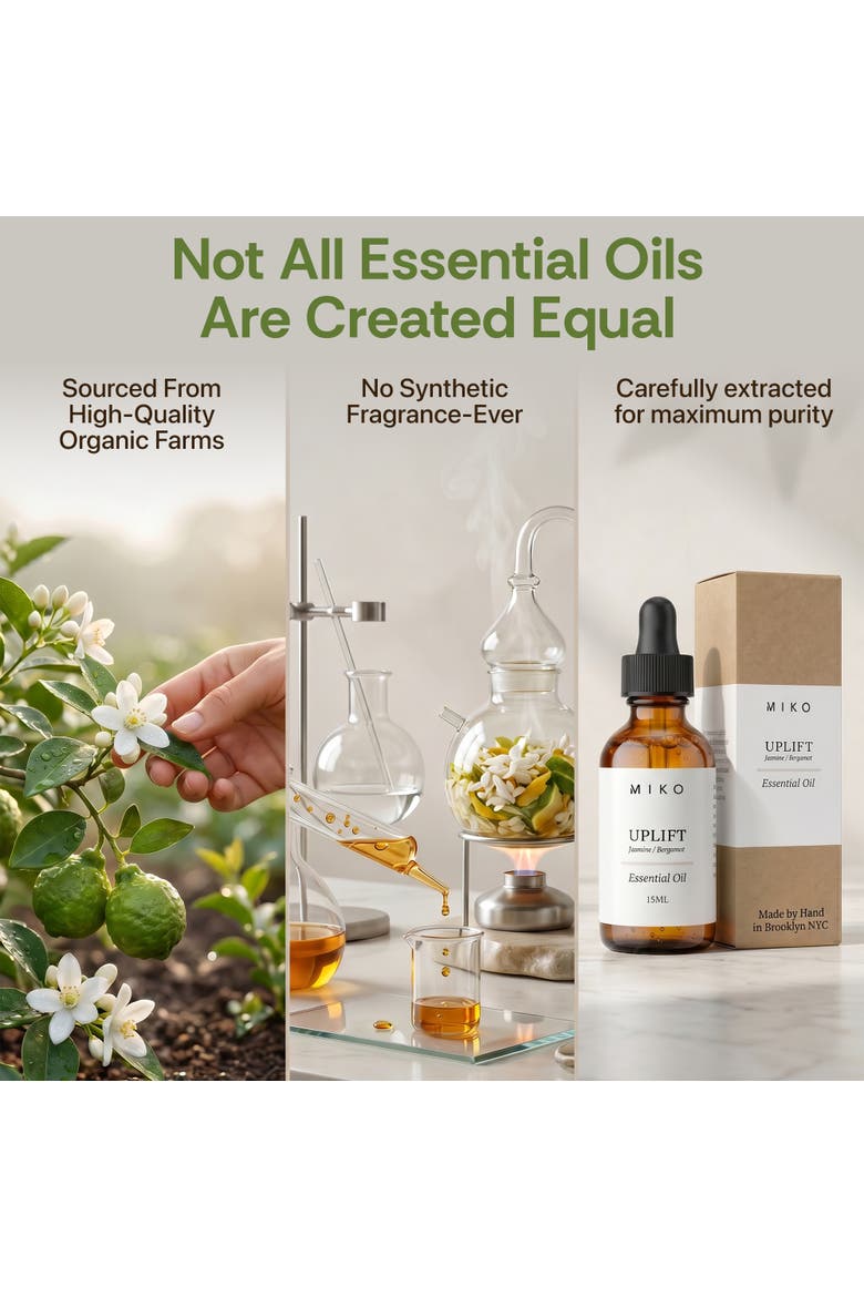 Miko Uplift Essential Oil Blend with Jasmine & Bergamot 100% Organic 15ml, Alternate, color, Clear