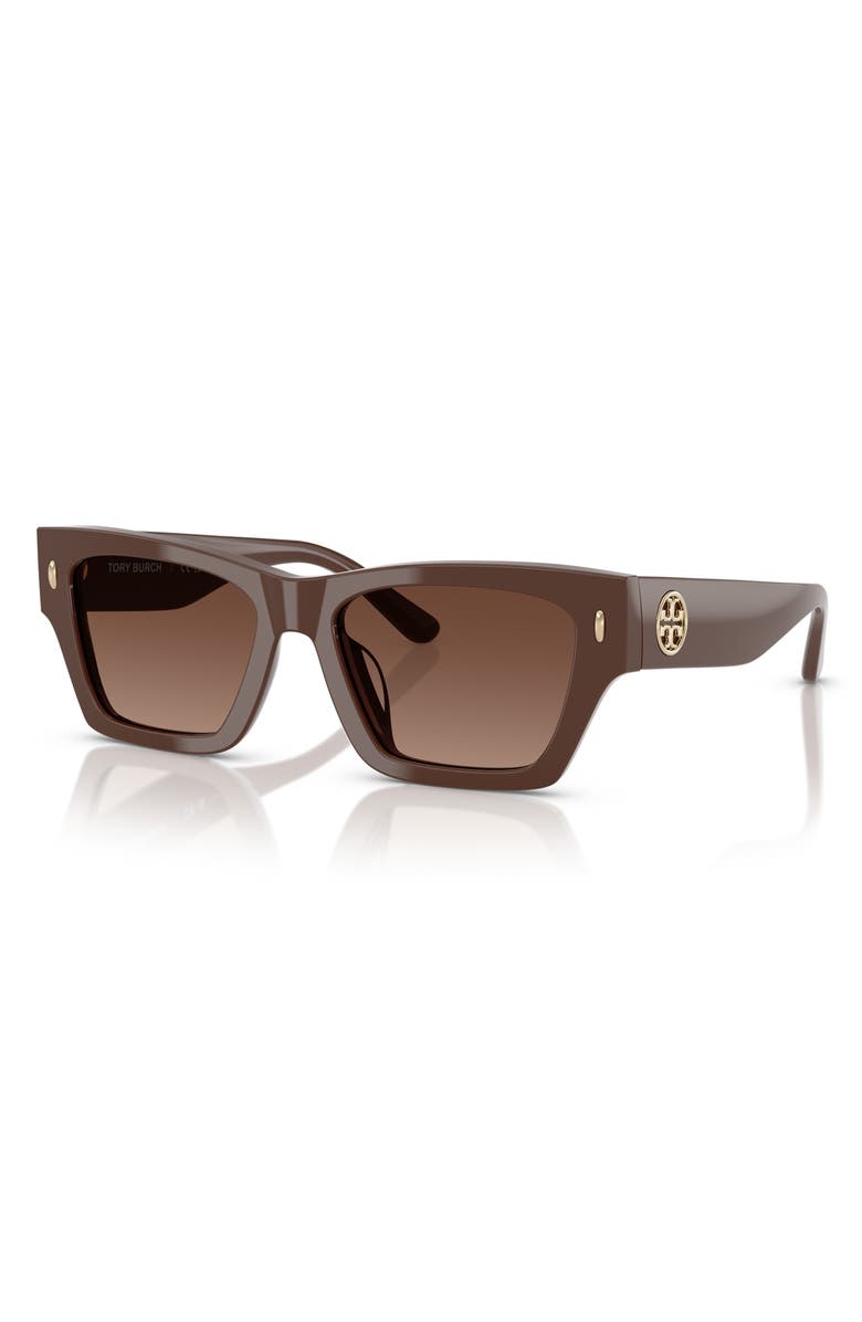 Tory Burch 52mm Rectangular Sunglasses, Alternate, color, Brown Gradient