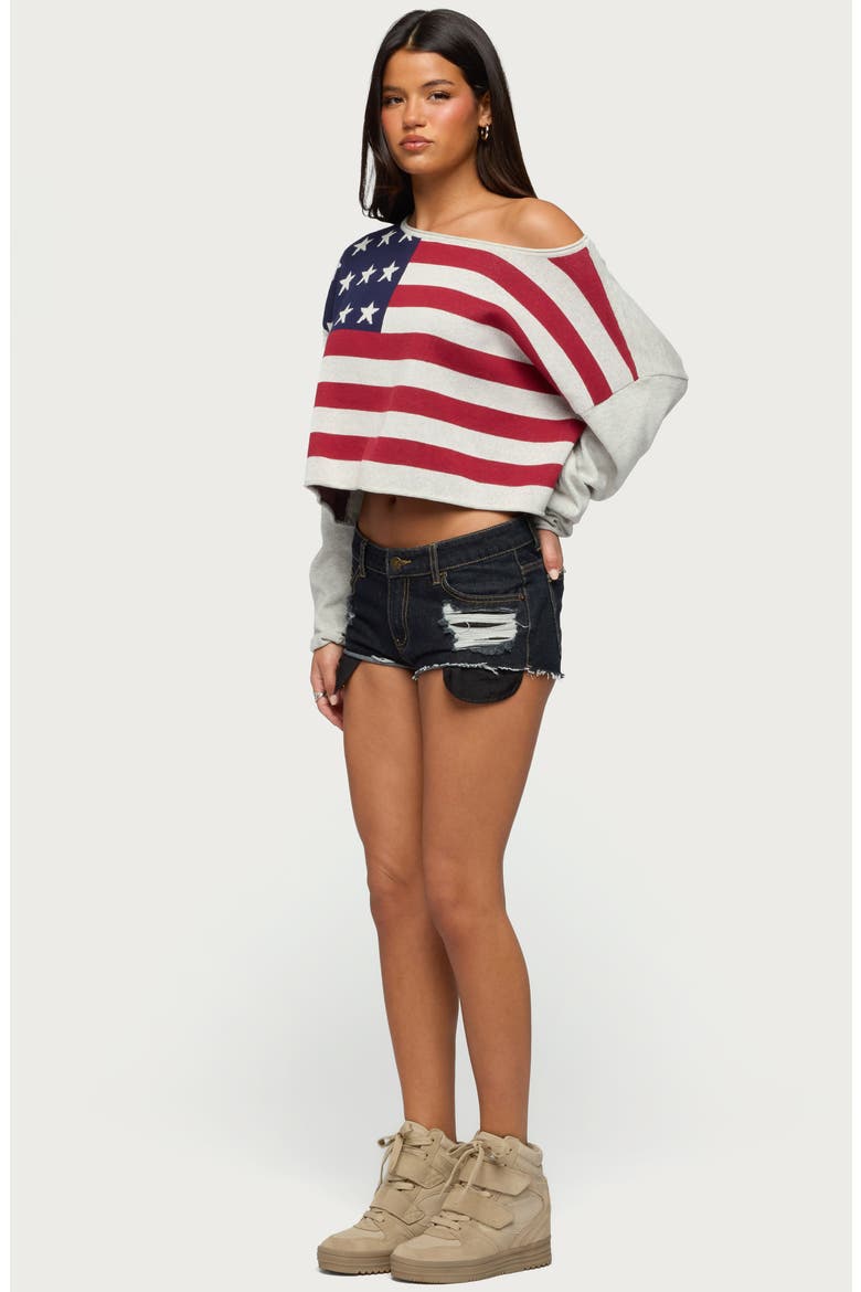 USA One-Shoulder Cotton Sweater, Alternate, color, USA