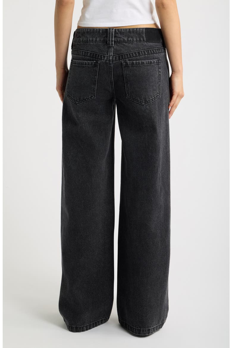 Studded Low Rise Wide Leg Jeans, Alternate, color, BLACK