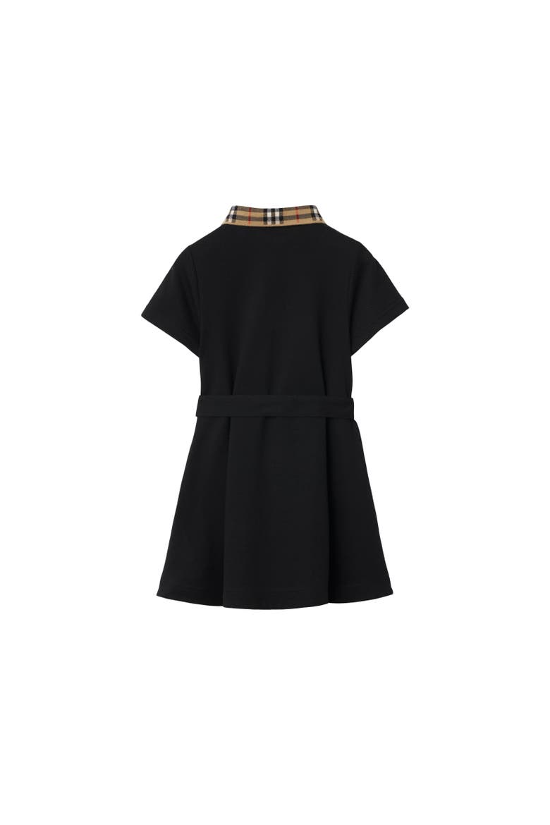 Girl's Check Collar Cotton Polo Shirt Dress, Alternate, color, Black