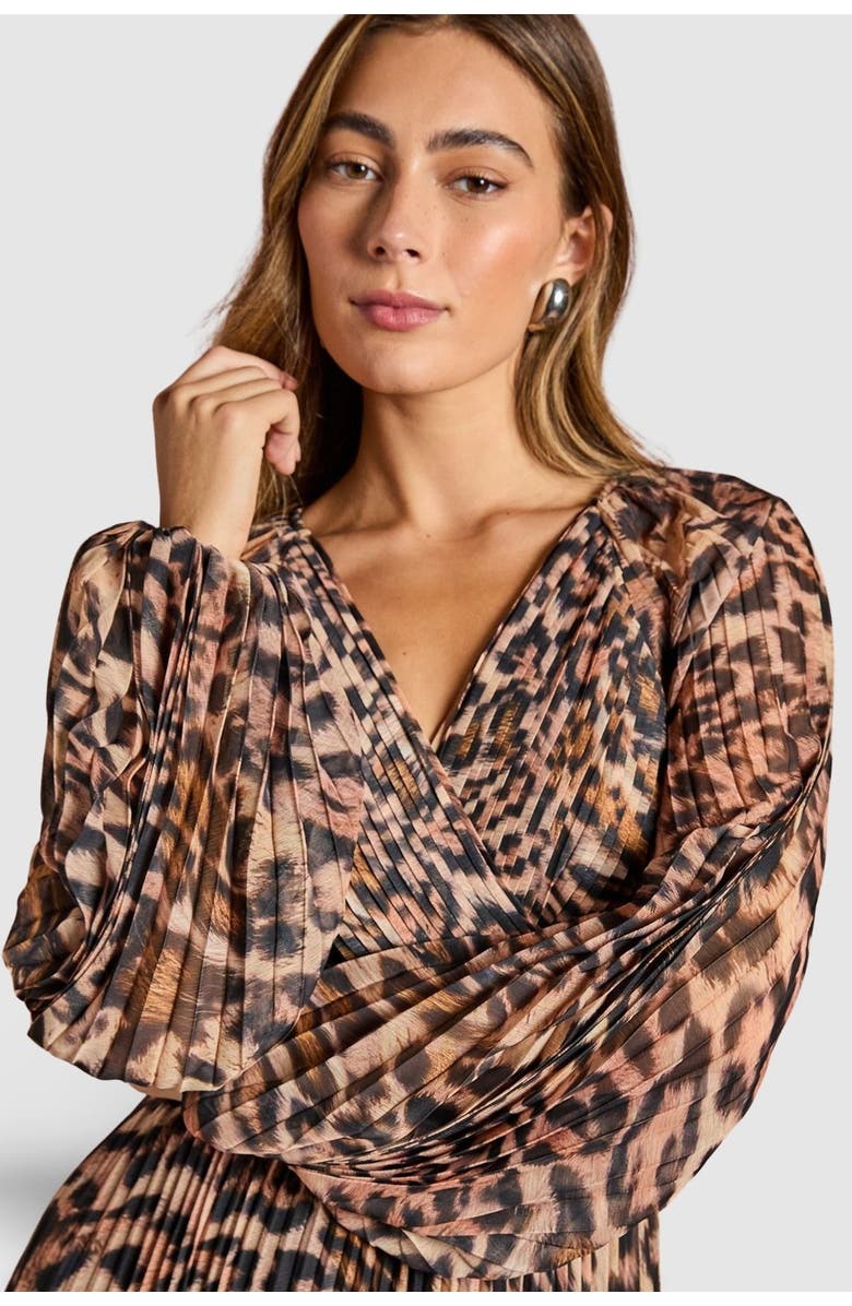 Coast Long Sleeve Chiffon Wrap Midi Dress, Alternate, color, Animal