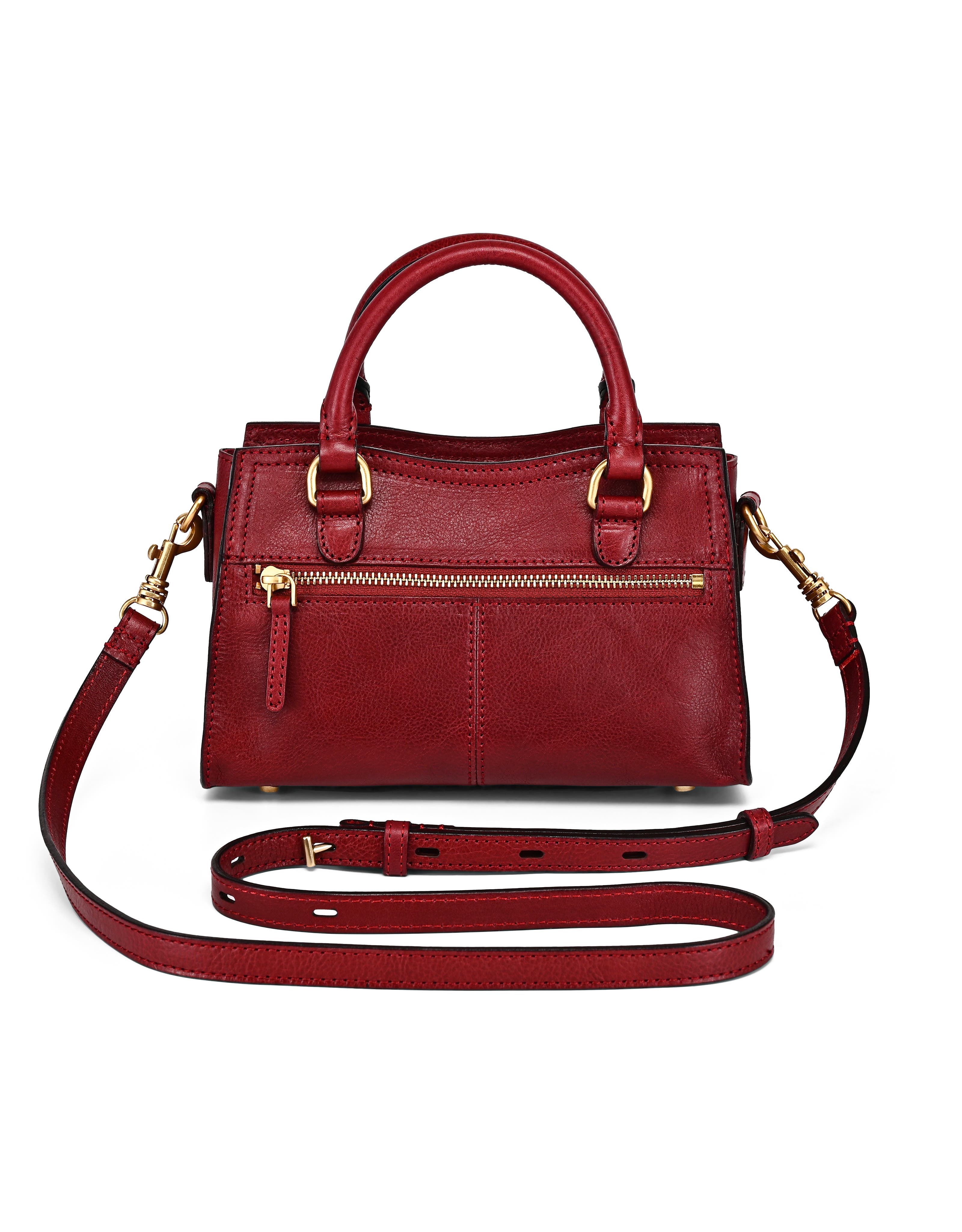 Lockwood Genuine Leather Compact Structured Satchel, Alternate, color, Maroon