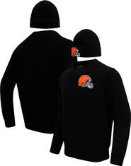 PRO STANDARD Men's Pro Standard Black Cleveland Browns Crewneck Pullover Sweater & Cuffed Knit Hat Box Gift Set