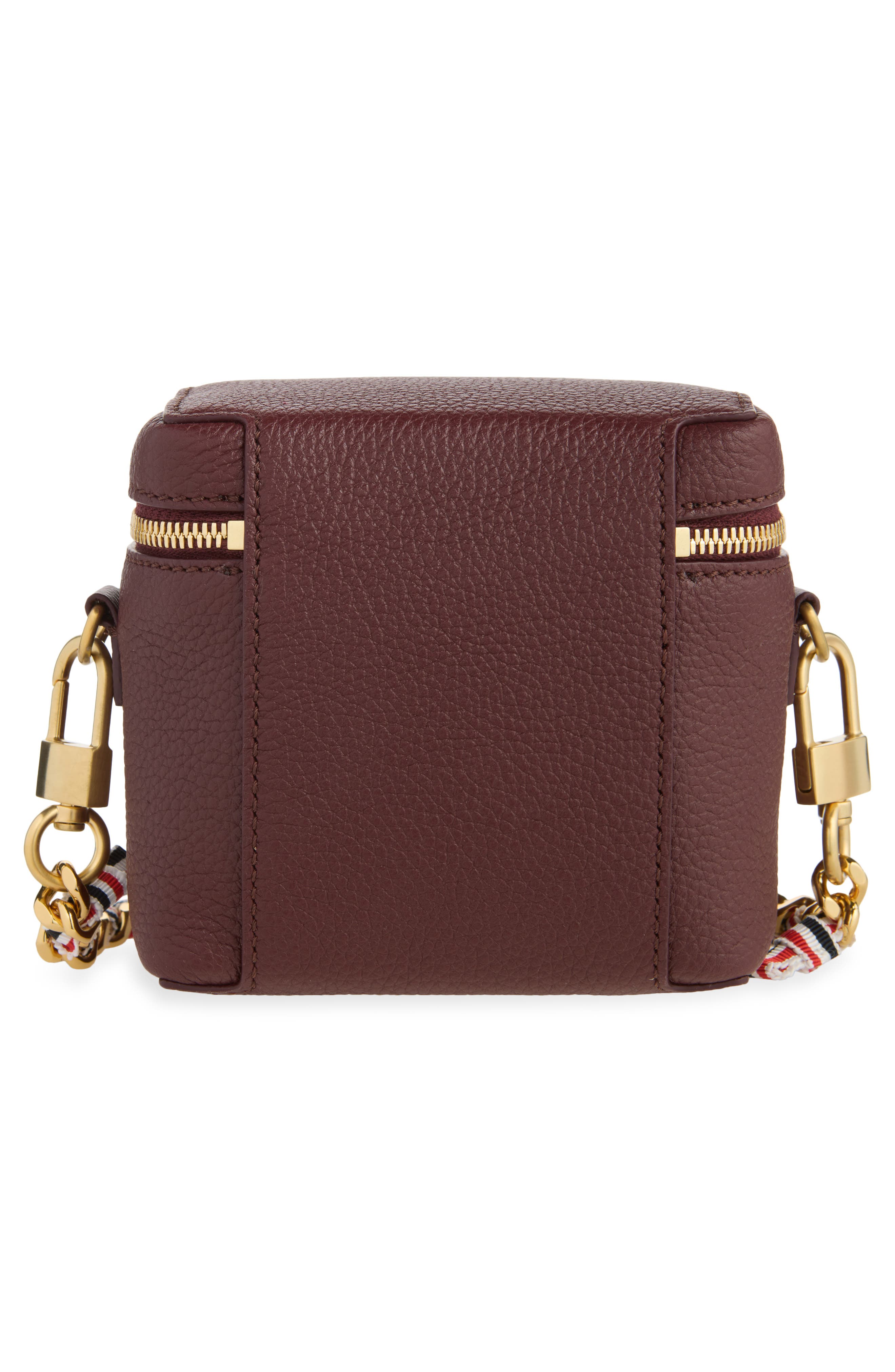 Box Leather Crossbody Pouch, Alternate, color, DARK BURGUNDY
