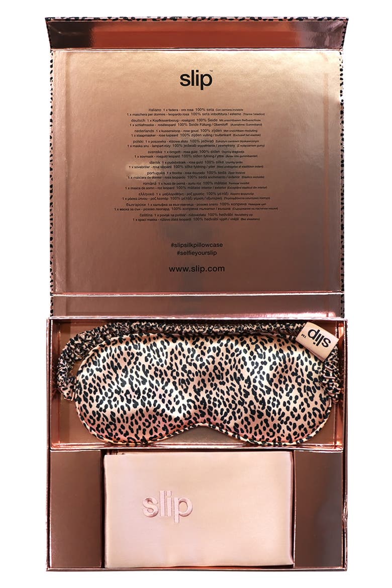 Rose Gold & Leopard Print Pillowcase & Sleep Mask Set, Alternate, color, NO COLOR