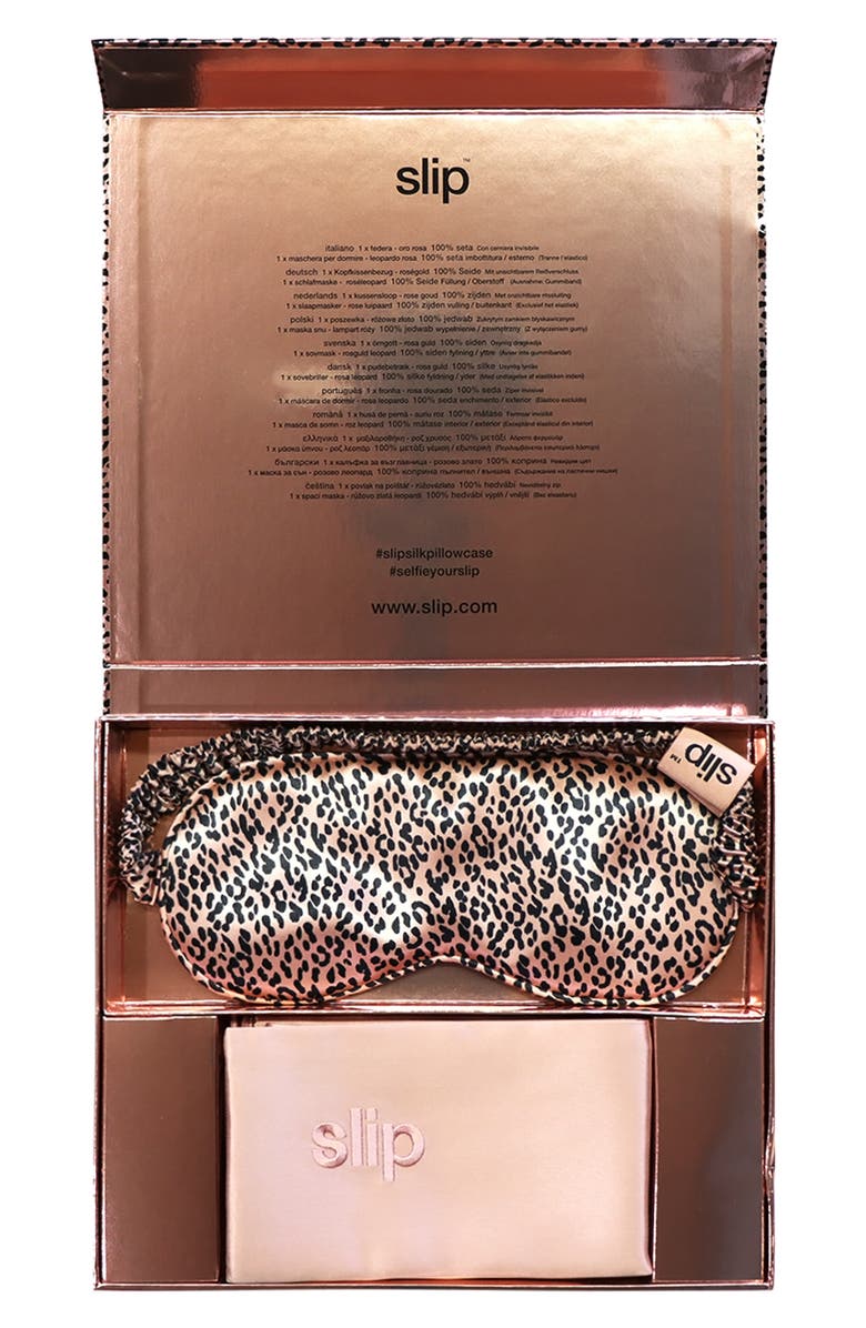 slip Rose Gold & Leopard Print Pillowcase & Sleep Mask Set, Alternate, color, 