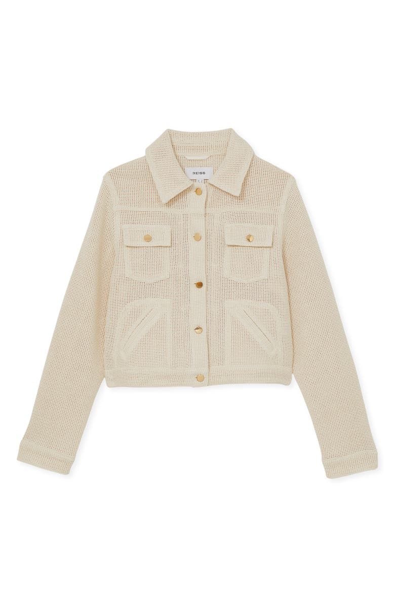 Reiss Renzo Mesh Trucker Jacket, Alternate, color, Neutral