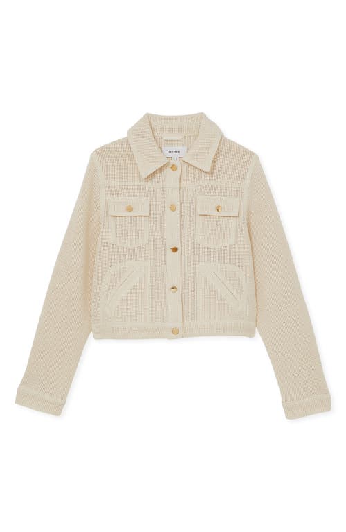 Reiss Neutral Cotton-blend Textured Trucker Jacket In Neutral