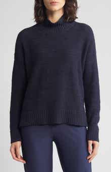Eileen Fisher Boxy Mock Neck Organic Cotton Sweater