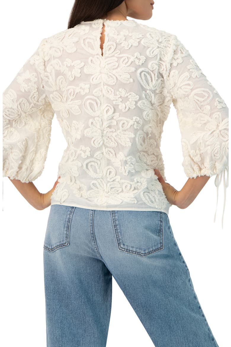 Long Sleeve Floral Aplique Blouse, Alternate, color, Ivory