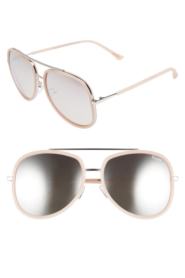 Australia 'Needing Fame' 65mm Aviator Sunglasses, Main, color, PINK/ SILVER